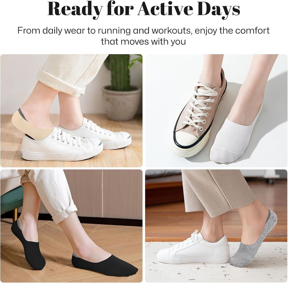 No Show Socks Women Low Cut Ankle Socks Non Slip 4/8 Pairs