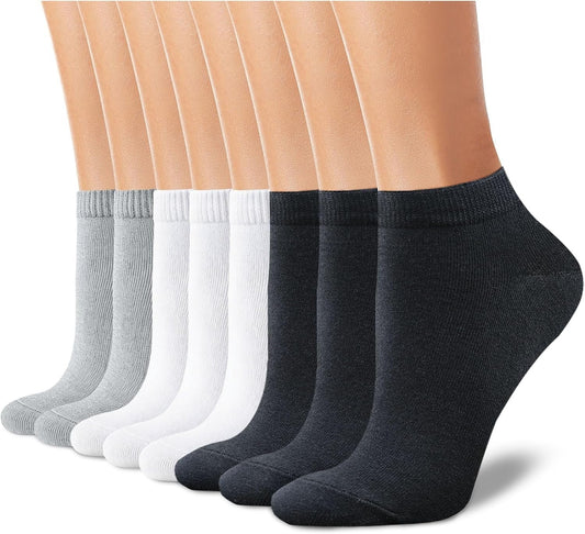 8 Pairs Ankle Socks for Women - Non Slip Cotton No Show Low Cut Casual Socks