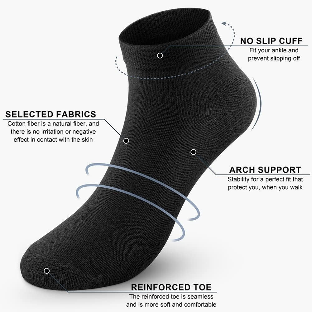 8 Pairs Ankle Socks for Women - Non Slip Cotton No Show Low Cut Casual Socks