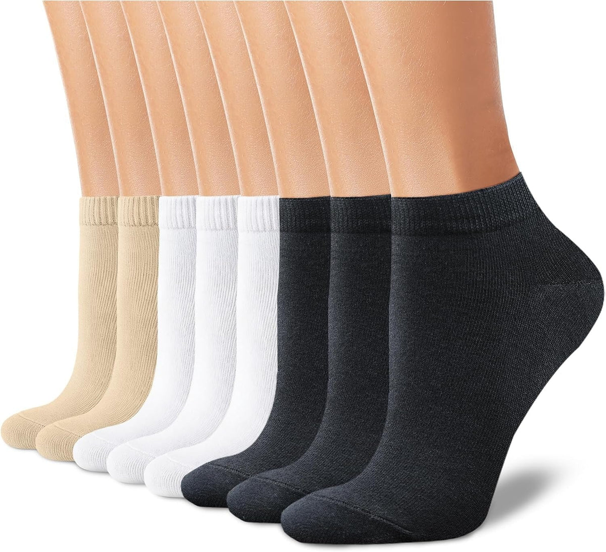 8 Pairs Ankle Socks for Women - Non Slip Cotton No Show Low Cut Casual Socks