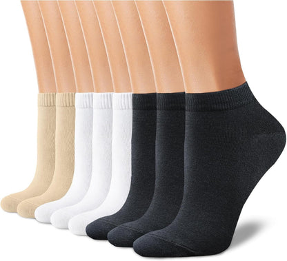 8 Pairs Ankle Socks for Women - Non Slip Cotton No Show Low Cut Casual Socks